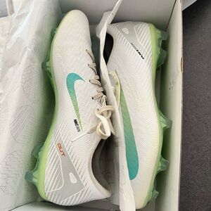 Nike White and Teal Soccer Cleats